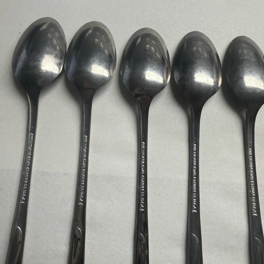 8 International Silver Americana Star Stainless USA Iced Tea Spoons Long Flatwar